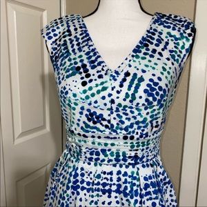 Calvin Klein Polka Dot Sheath Dress Blue White